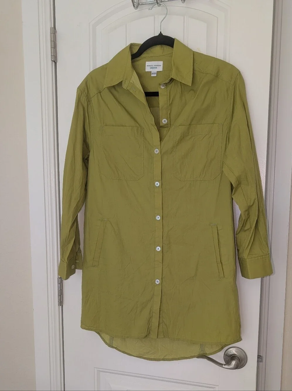 Rebecca Minkoff Green Line Chartreuse Shirt Dress XS